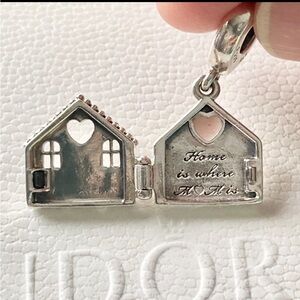 Authentic Pandora Silver Pink Enamel “Perfect Home” Opens Dangle Charm ~Retired